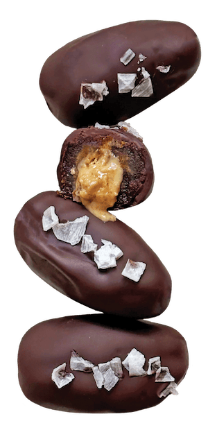 Dátil medjool con relleno de cacahuete y cubierto con chocolate