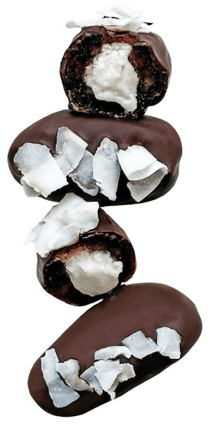 Dátil medjool con relleno de coco y cubierto con chocolate