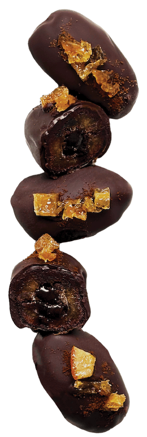 Dátil medjool con relleno de café y cubierto con chocolate